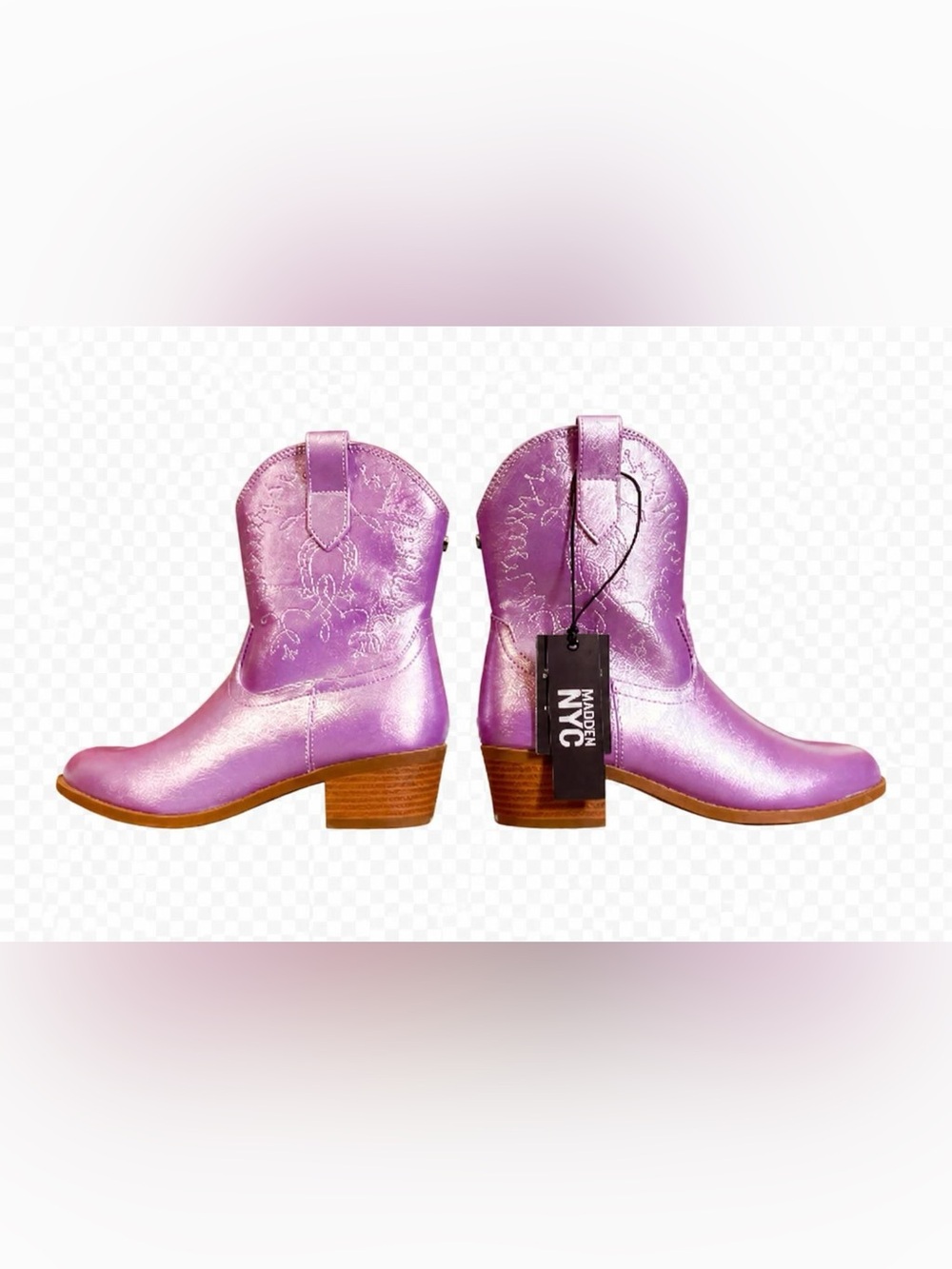 Girls' Sparkle Magenta Ankle Boots with Side Zip